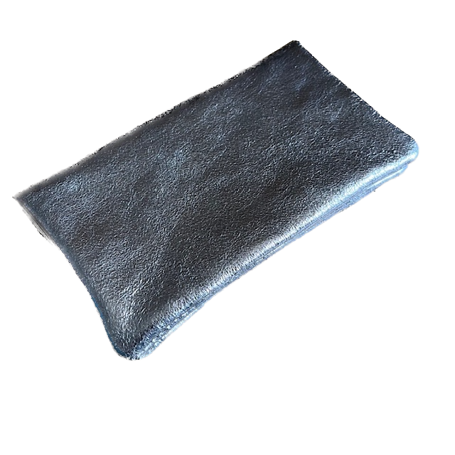 BFF Soft Leder Glitzer Geldbeutel in Stahl Blau Metallic - Large 