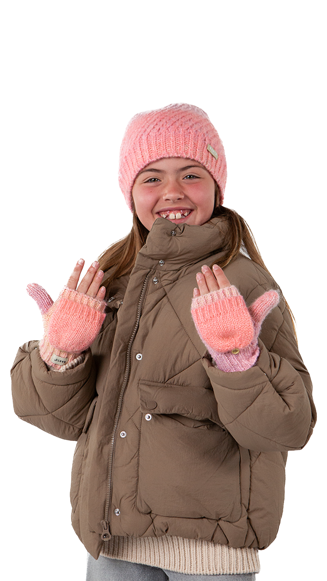 Barts Kids Niagra Bumgloves Fingerlose Fäustlinge mit Umschlag - Pink bis Rosa