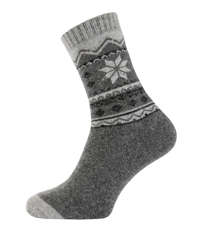Joya Socken Männer - Wollsocken in Grau mit Norweger Wintermuster Joya Socken Männer - Wollsocken in Grau mit Norweger Wintermuster