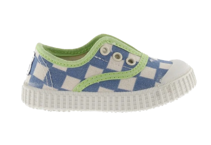 Victoria Schuhe Karierte Canvas-Sneaker für Kinder mit Gummizug - Blau Victoria Schuhe Karierte Canvas-Sneaker für Kinder mit Gummizug - Blau