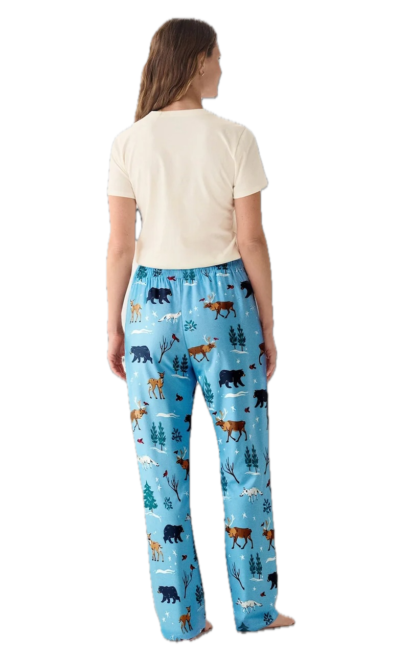 Little Blue House Women's Winter Wonderland Pyjama T-Shirt Damen – Kurzarm Schlafshirt aus 100 % Baumwolle