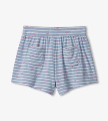 Hatley Bambus Jersey Short in Hellblau Gestreift - Herzen Allover - SALE
