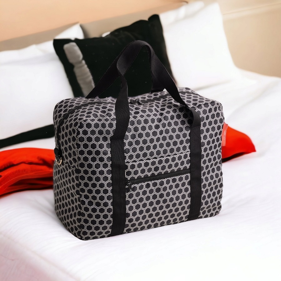 CEDON Easy Travel Bag Hexagon - Faltbare Reisetasche in Schwarze Hexagon Muster