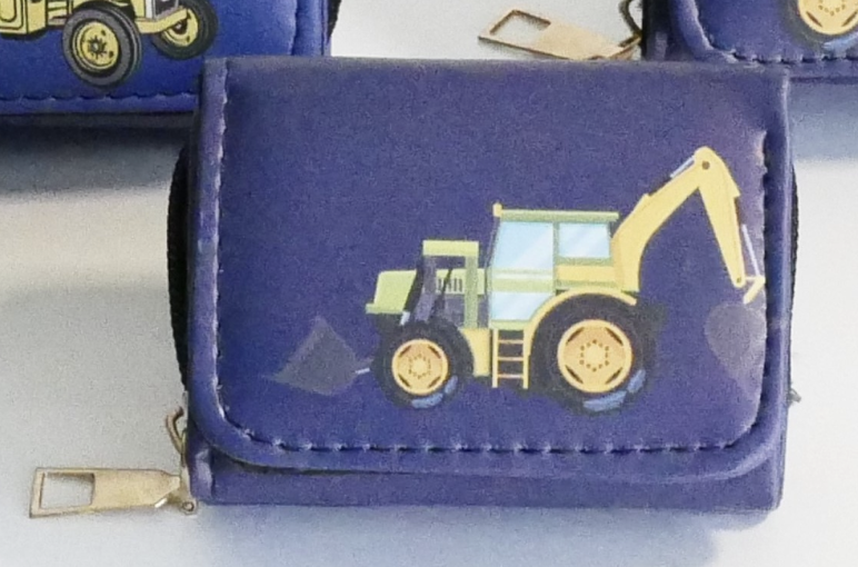 KisMe Geldbörse Kunstleder in Blau - Bagger in Gelb & Grün