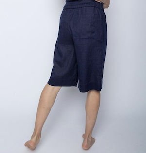 Emily van den Bergh Kurze Leinen Bermuda Damenhose in Dunkelblau Navy - SALE