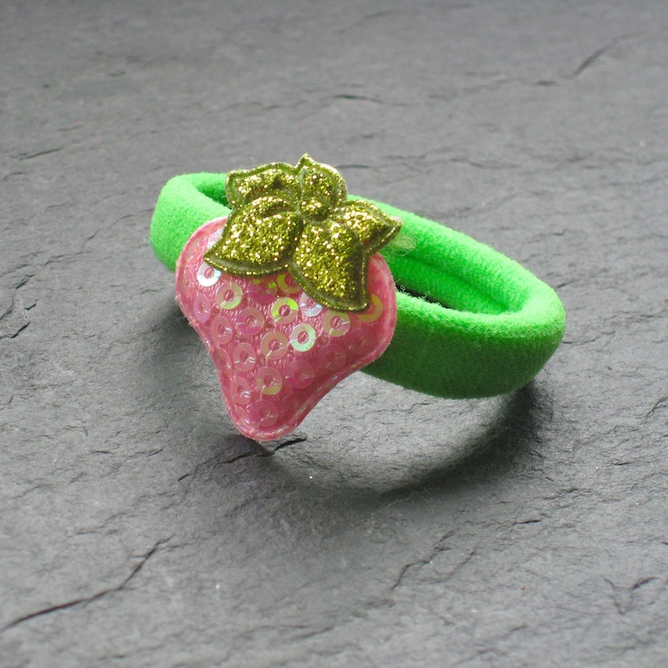 ROSA-LIMETTEN-GRU-N-GLITZER-ERDBEERE-HAARGUMMI Wowzers Glitzer Haargummis - Erdbeeren