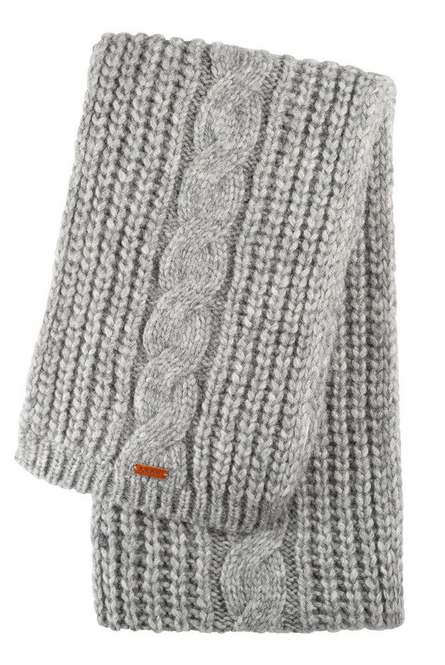 pure-pure-damenschal-babyalpaka-grau-melange PURE PURE Damen Schal mit Zopfmuster Baby Alpaca Wolle in Grau Melange