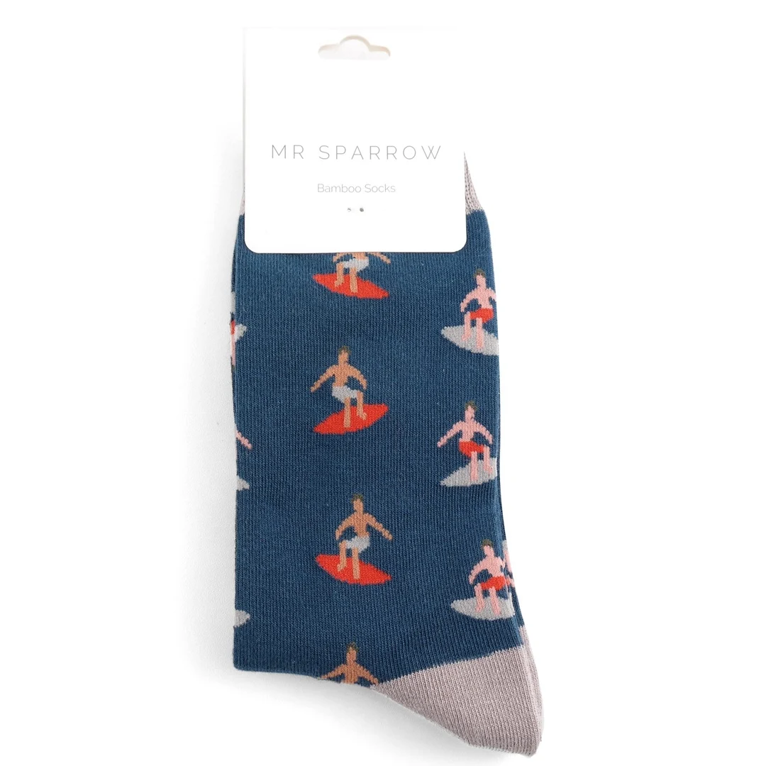 Mr. Heron Bambus Herren Socken in Blau - Surfer