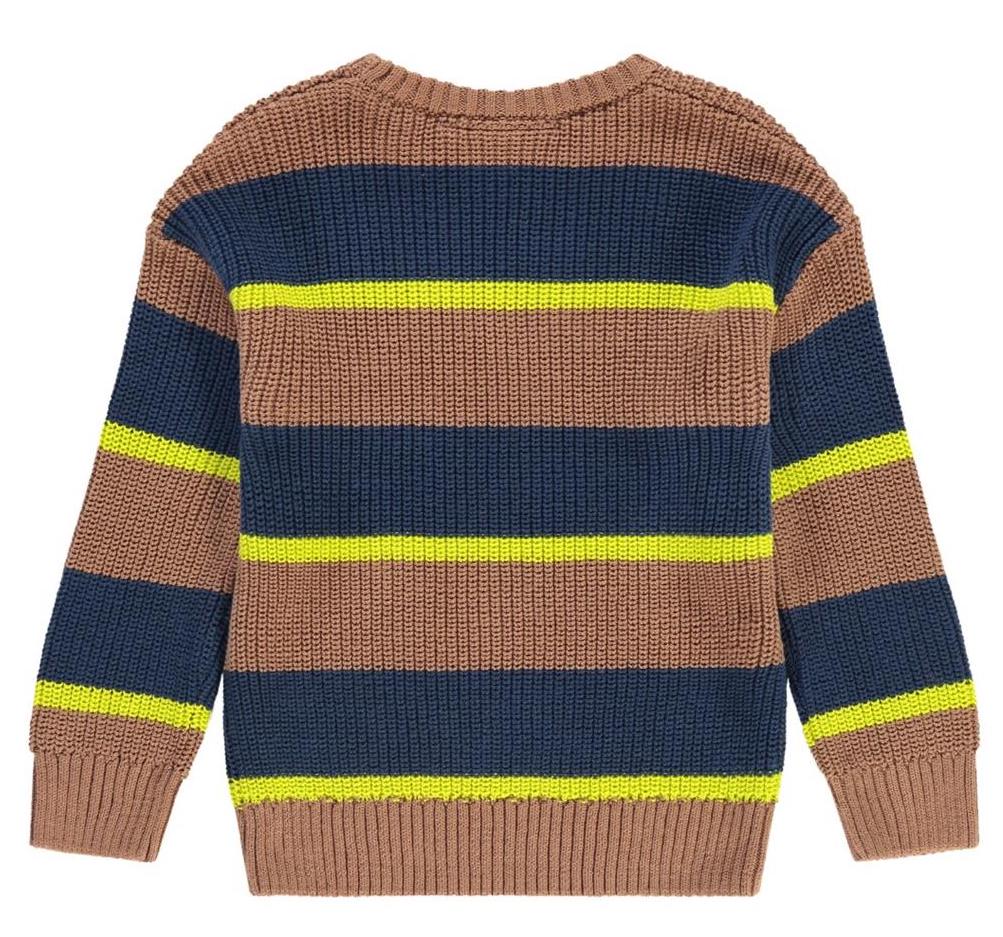 Babyface Stains & Stories Pullover Braun Navy und Neon Gelb Gestreift - SALE