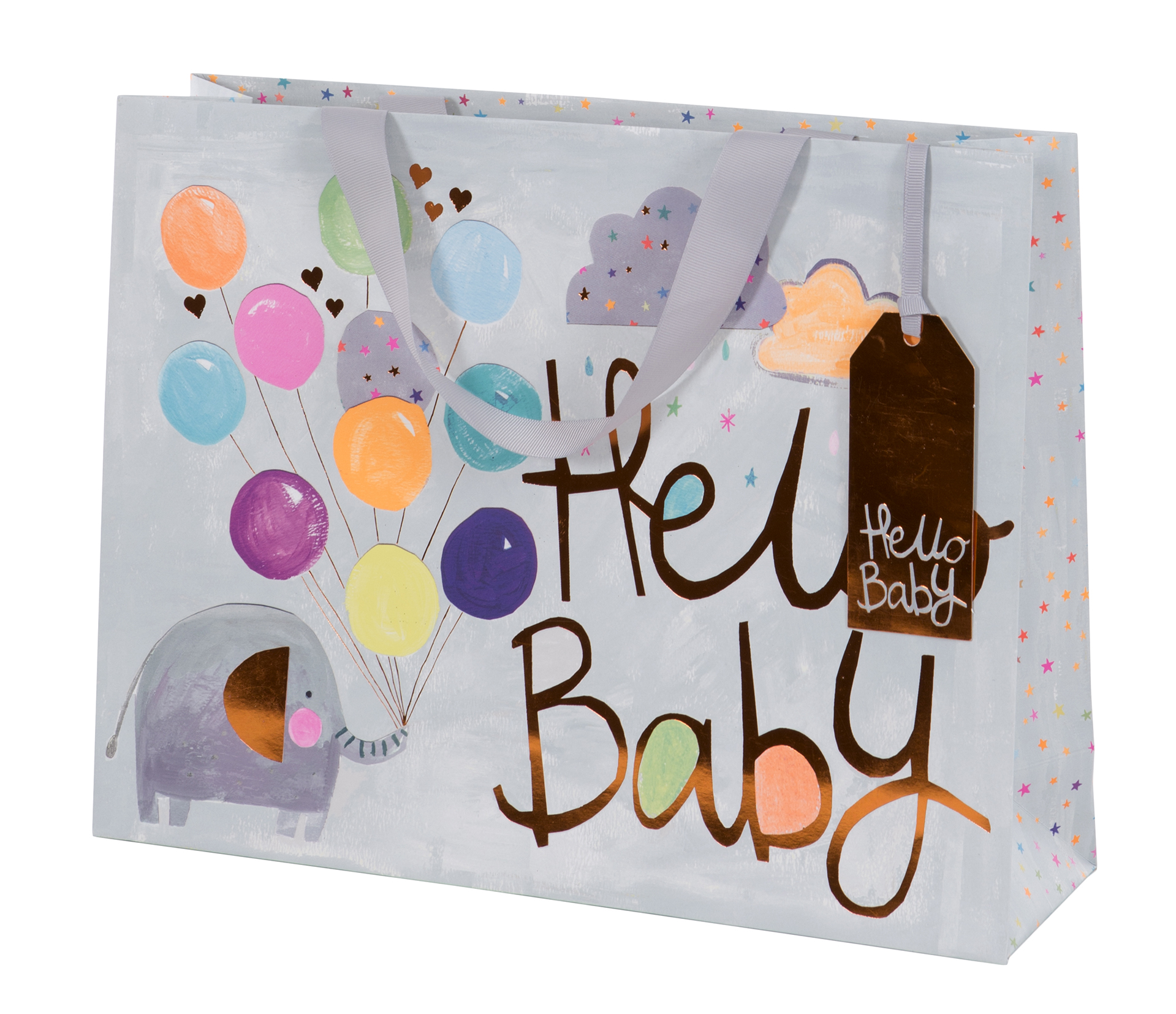 GLPS781 Glick Geschenktasche Large - Hello Baby in Grau