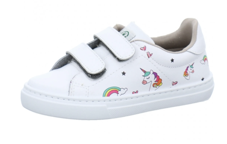 Natural World eco friendly Schuhe - mit Klettverschluss - in Weiß mit Einhörner