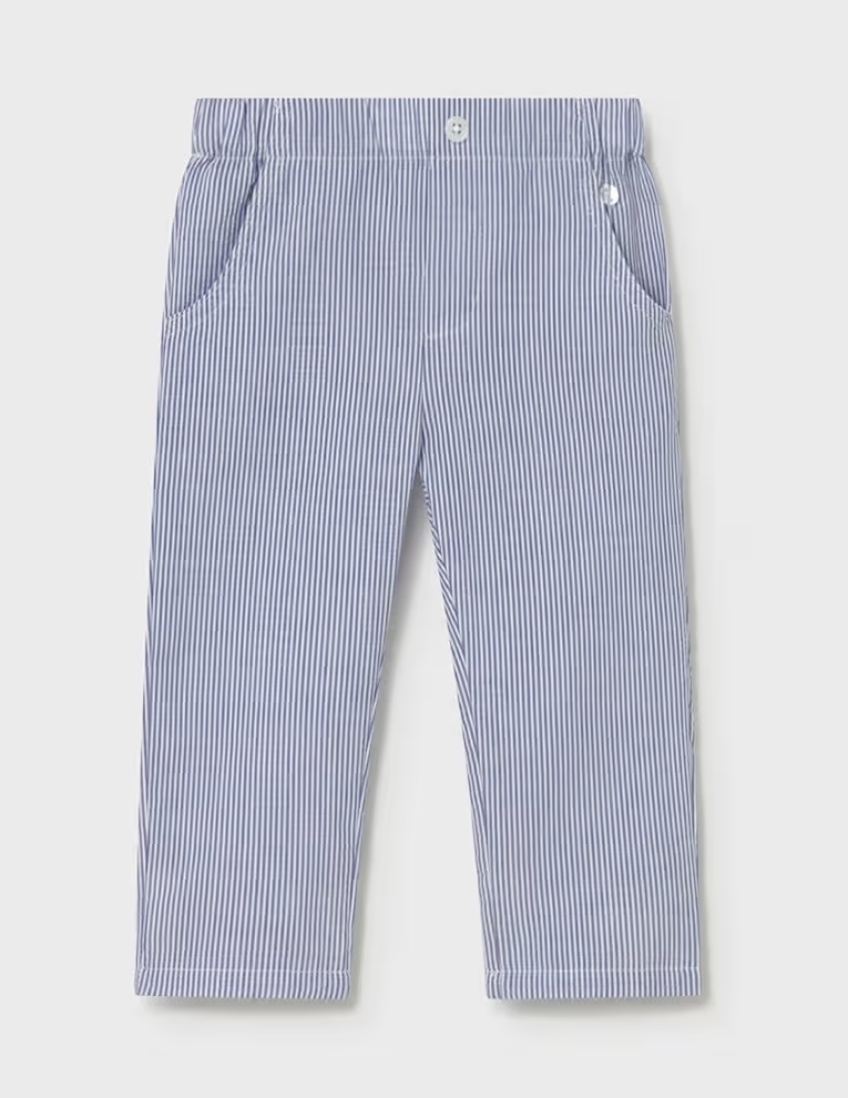 Mayoral Super Leichte Seersucker Sommer Chino Hose Blau Gestreift Mayoral Super Leichte Seersucker Sommer Chino Hose Blau Gestreift