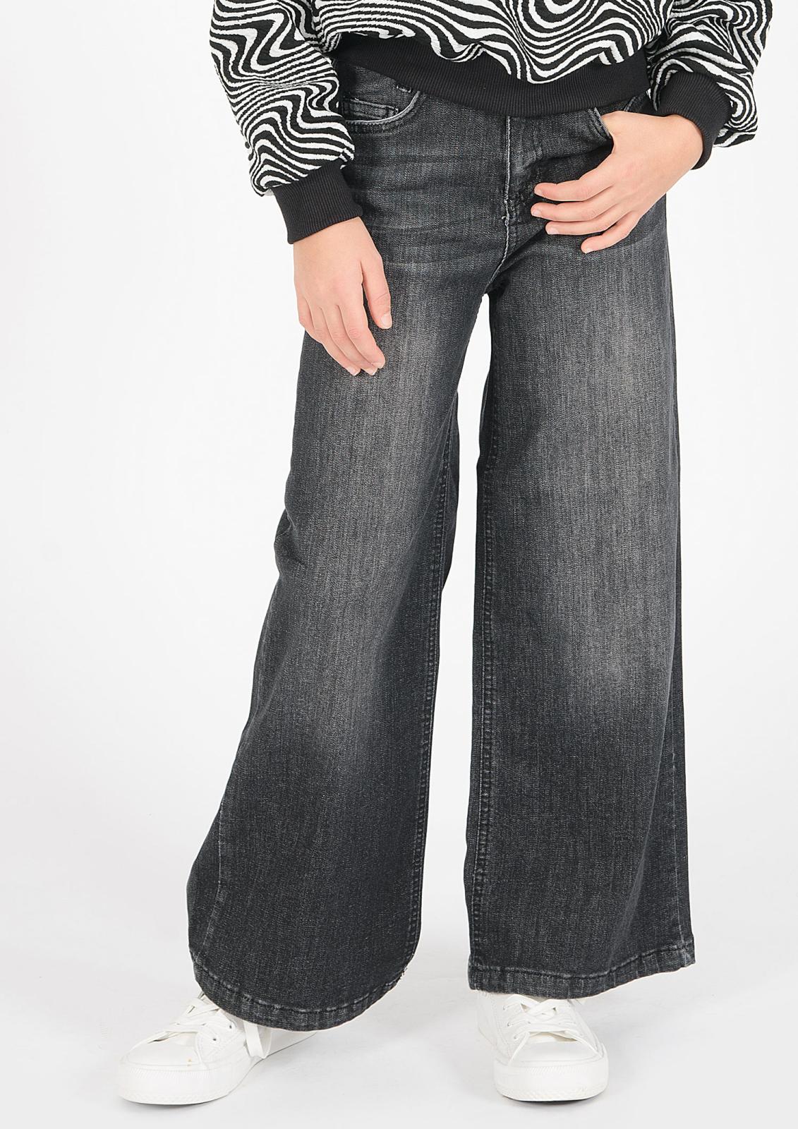 123213049577 Blue Effect Girls Wide Leg Jeans in Light Black - Schwarz