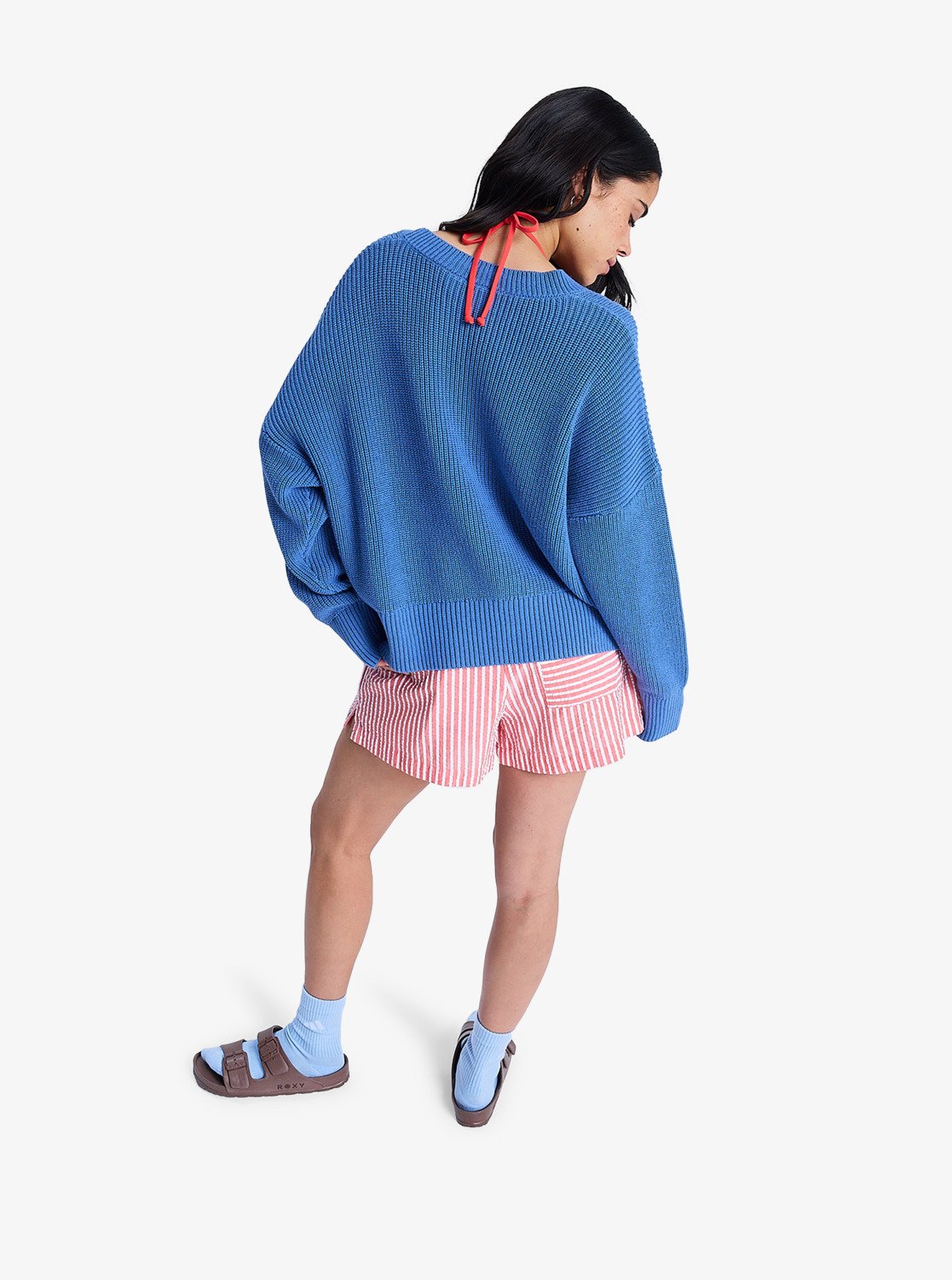 Roxy Cosmic Coast Chunky Baumwolle Cardigan Strickjacke in Brilliant Blau Roxy Cosmic Coast Chunky Baumwolle Cardigan Strickjacke in Brilliant Blau