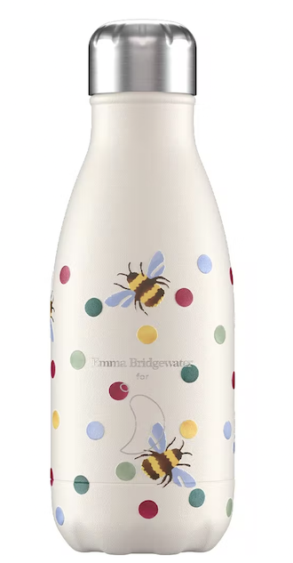 Chillys Edelstahl Flasche - Emma Bridgewater Bumblebees mit bunten Punkten 260ml