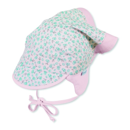 Sterntaler Kopftuch Rosa mit blauen Blumen - Sonnenschutz UPF 30