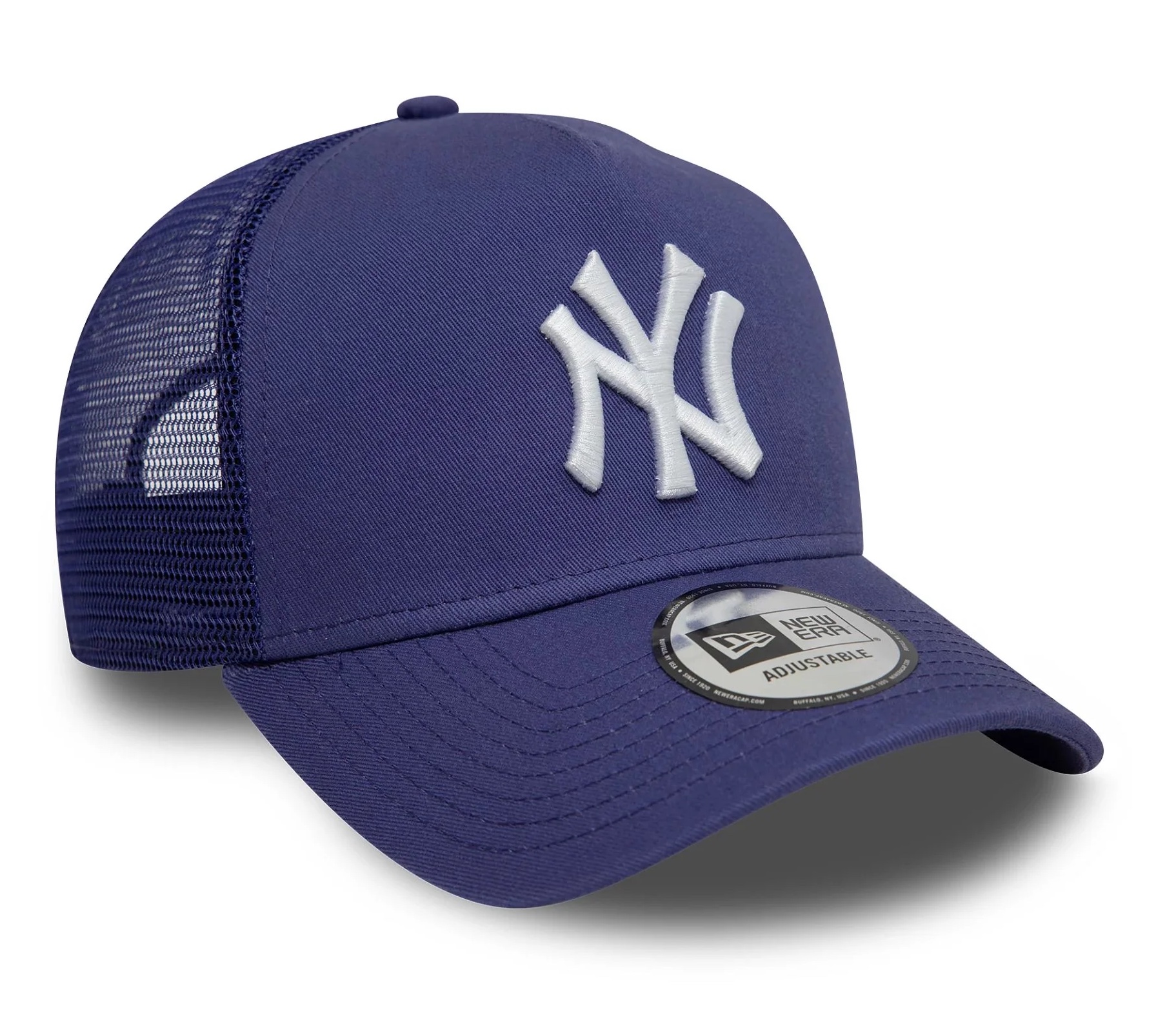 New Era New York Yankees League Essential 9FORTY A-Frame Trucker Cap in Deep Blau Lila