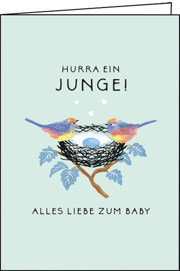 Edition Gollong Grußkarte zur Geburt Blau - Hurra ein Junge