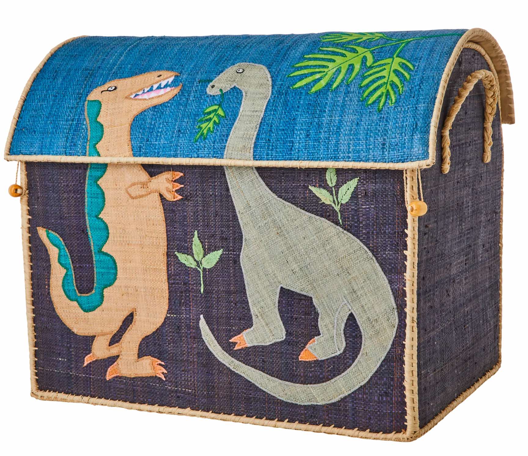 BSHOU-LDIN_1_1800x1800 RICE Raffia Aufbewahrungskorb Spielzeug Truhe - Dinosaurier - Groß