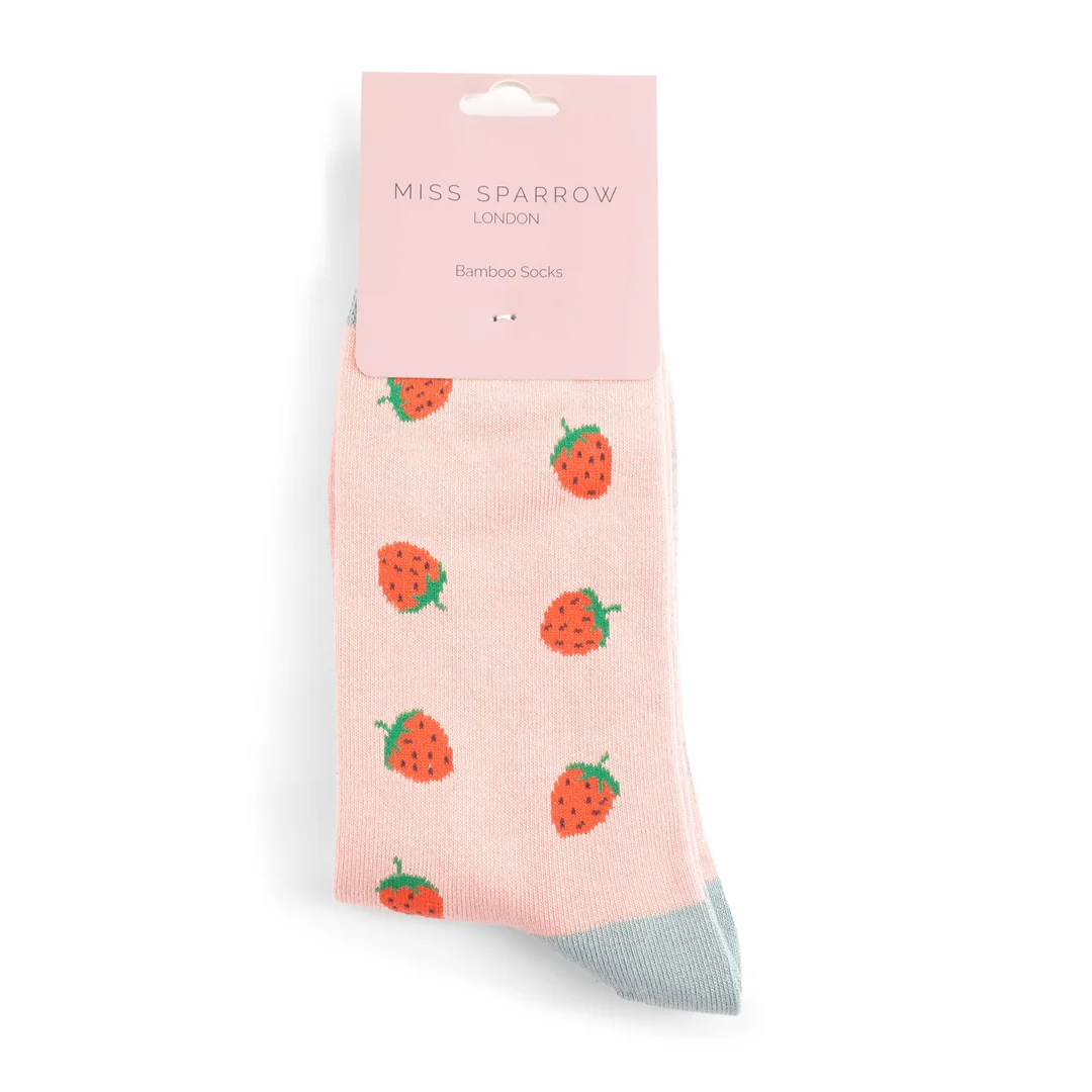 Miss Sparrow Bambus Socken in Rosa - Erdbeere