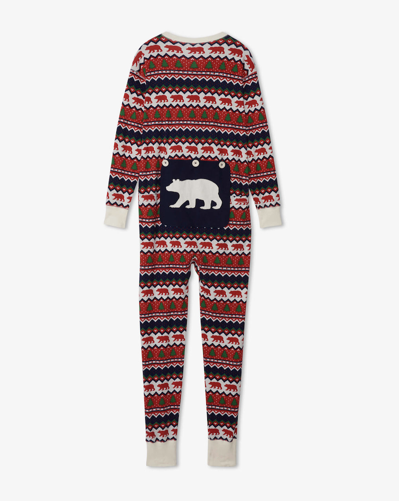 Little Blue House Adult Union Suit - Unisex Onesie - Erwachsener Einteiler - Fair Isle Bär
