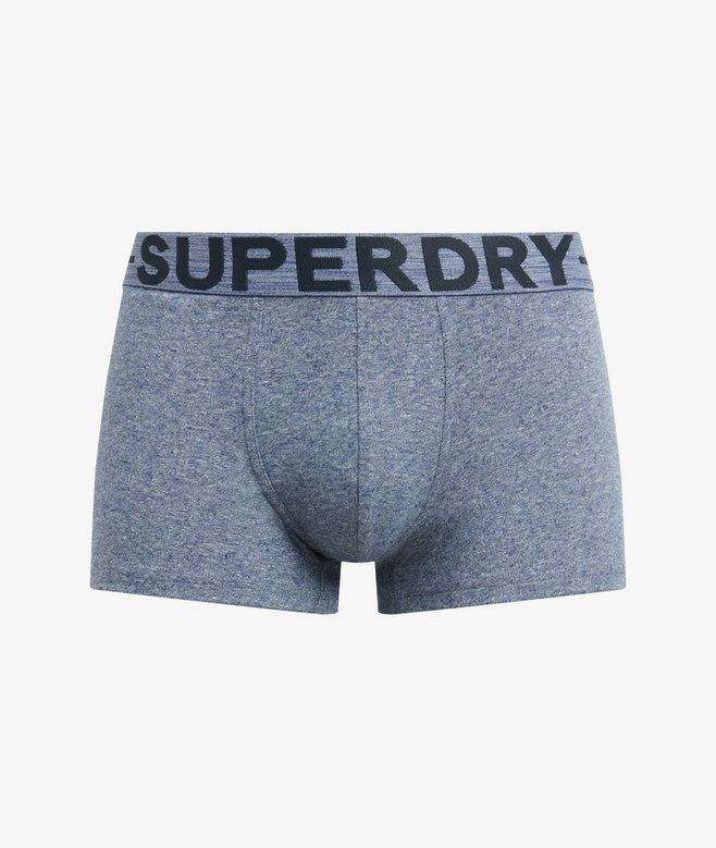 Superdry Trunk Boxer Shorts Unterhosen Bio-Baumwolle 3er Pack - Raven Black + Blau Marl 