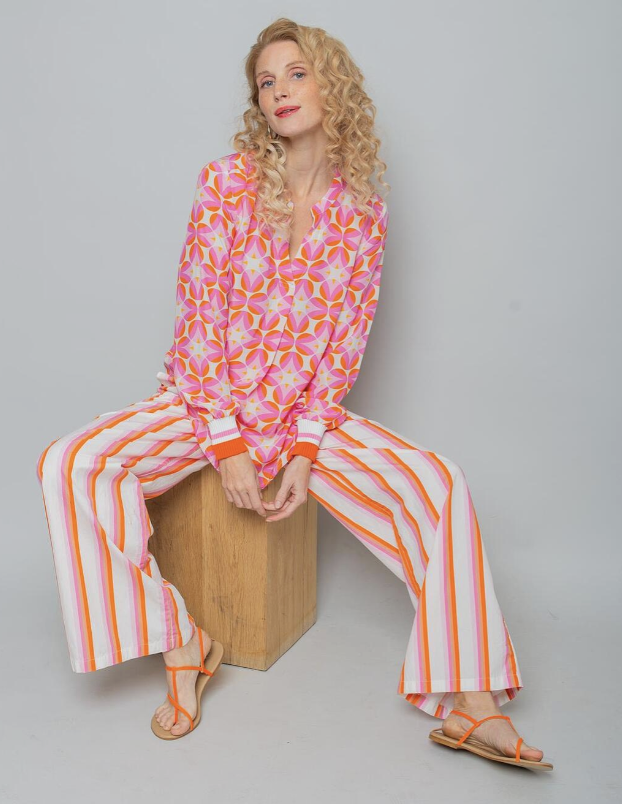 Emily van den Bergh Viskose Bluse Retro Blumen Dots