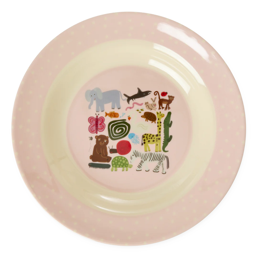 RICE Kinderschüssel mit Wildlife Print in Rosa - Dschungeltiere RICE Kinderschüssel mit Wildlife Print in Rosa - Dschungeltiere