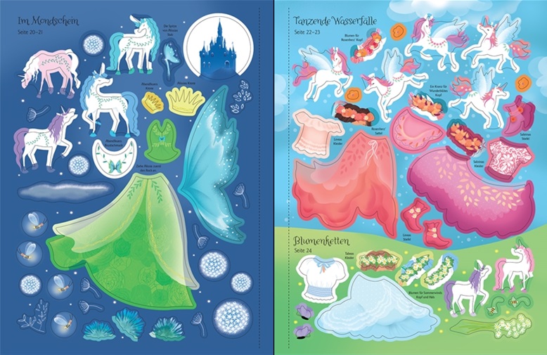 create_spread-50 Usborne Anziehpuppen-Stickerbuch: Einhörner