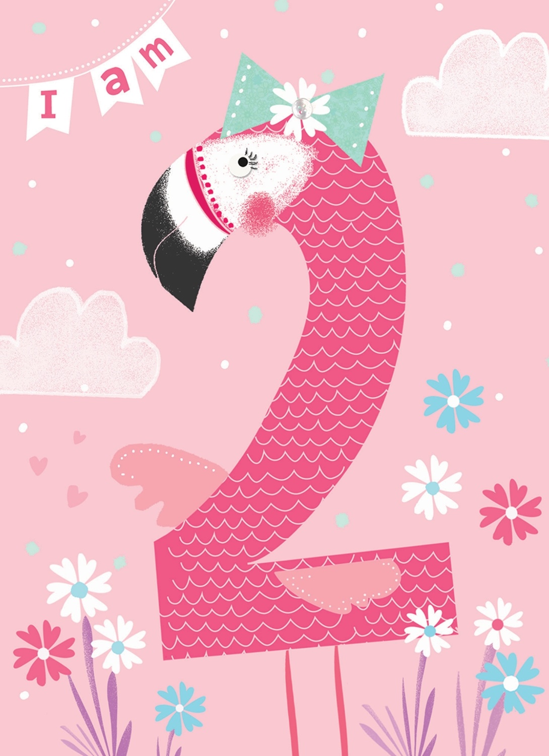 Otter House Geburtstagskarte - 2 Jahre Alt - Flamingo