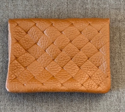 Soft Leder Lattice Geldbeutel in Cognac Braun - Klein 