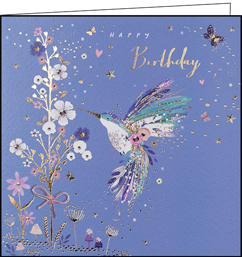 Edition Gollong Quadratische Grußkarte zur Geburtstag - Happy Birthday Kolibri