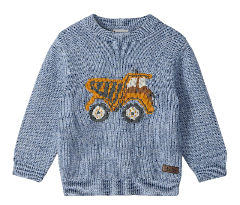 Hatley Baby Pullover Dump Truck in Blau Melange - Baufahrzeug Kipper Hatley Baby Pullover Dump Truck in Blau Melange - Baufahrzeug Kipper