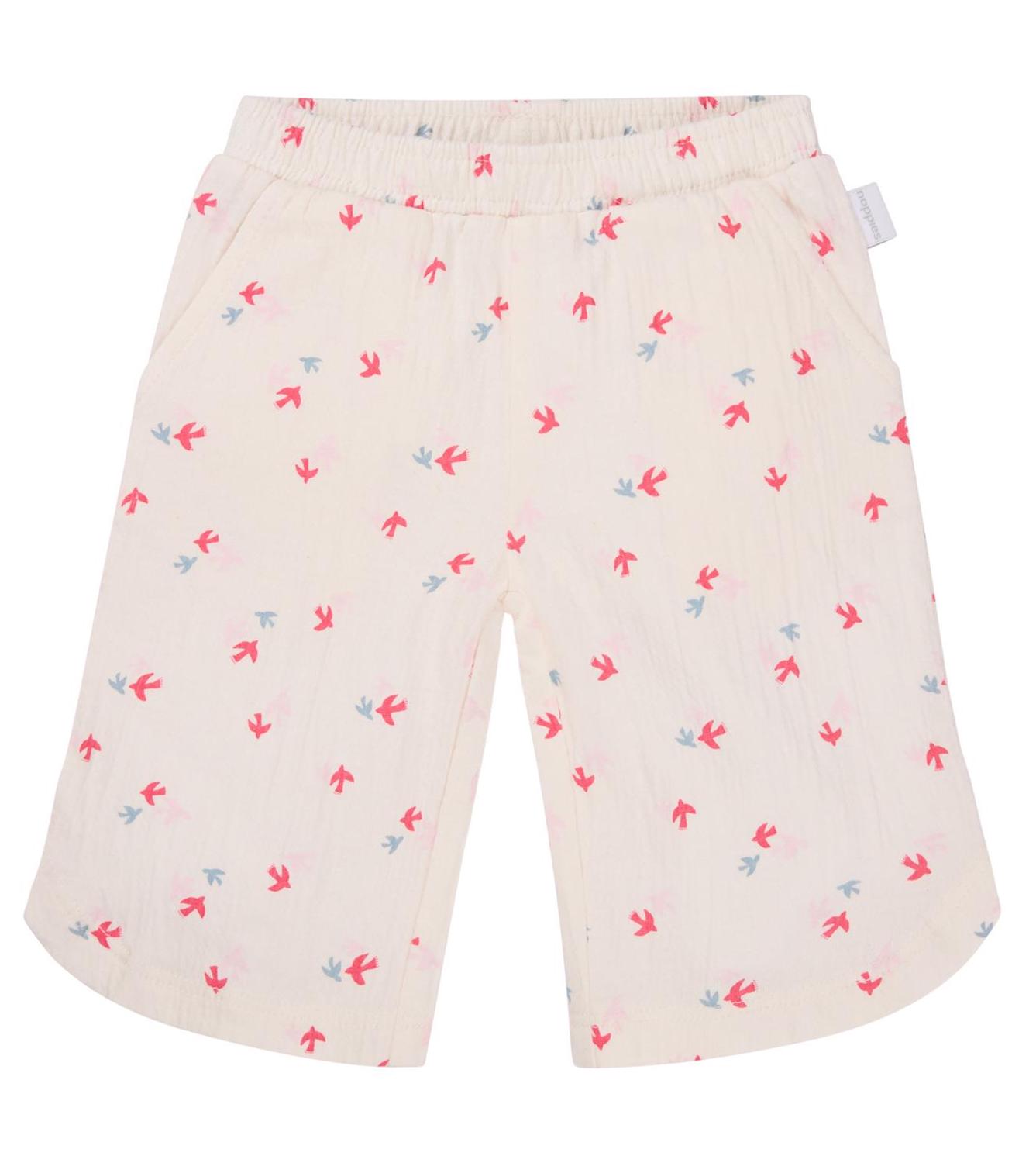 Noppies Morada Wide Leg Baby GOTS Musselin Hose in Creme mit Vögel in Pink & Blau - SALE Noppies Morada Wide Leg Baby GOTS Musselin Hose in Creme mit Vögel in Pink & Blau - SALE