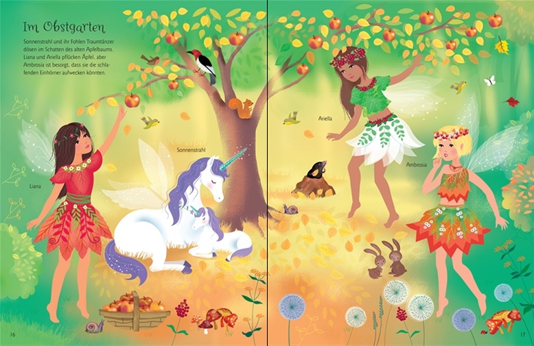 create_spread-49 Usborne Anziehpuppen-Stickerbuch: Einhörner