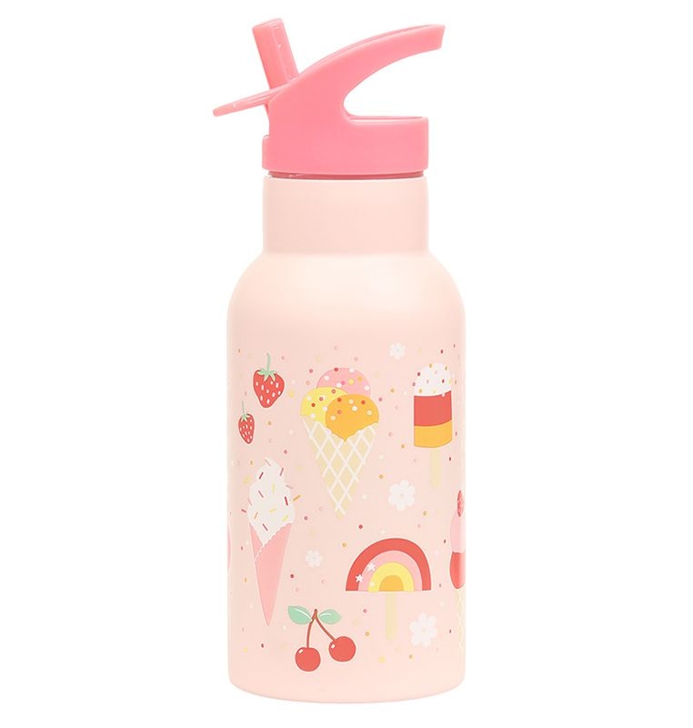 A Lovely Little Company Thermos Edelstahl Trinkflasche mit Strohhalm - Eiscreme