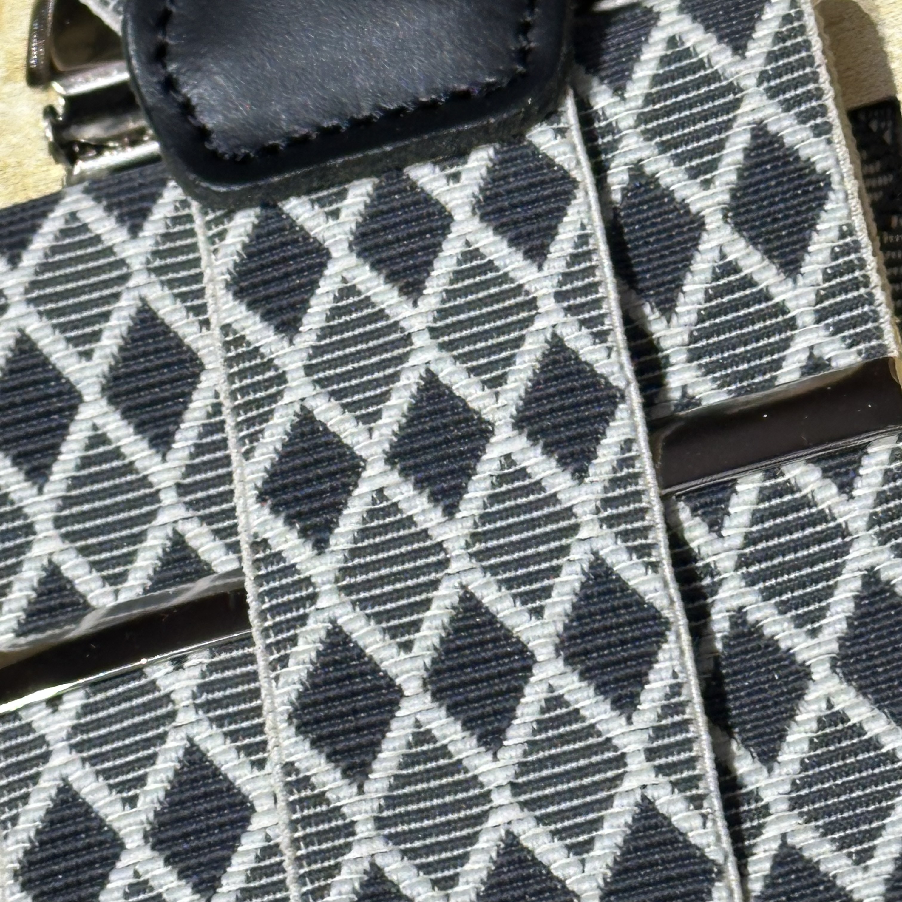 Acosta Herren Hosenträger/Suspenders - Grau/Schwarzes Rautenmuster 