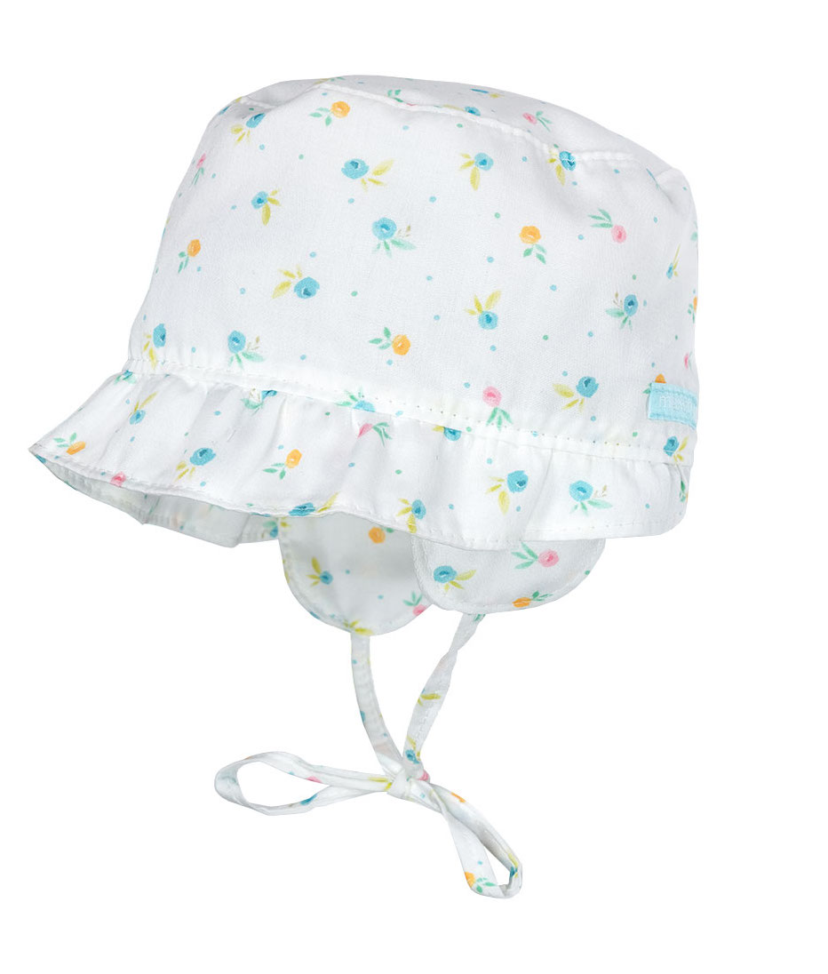 Maximo Baby Hütchen Rüschenkrempe, Ohrenklappen, Band - Blumen
