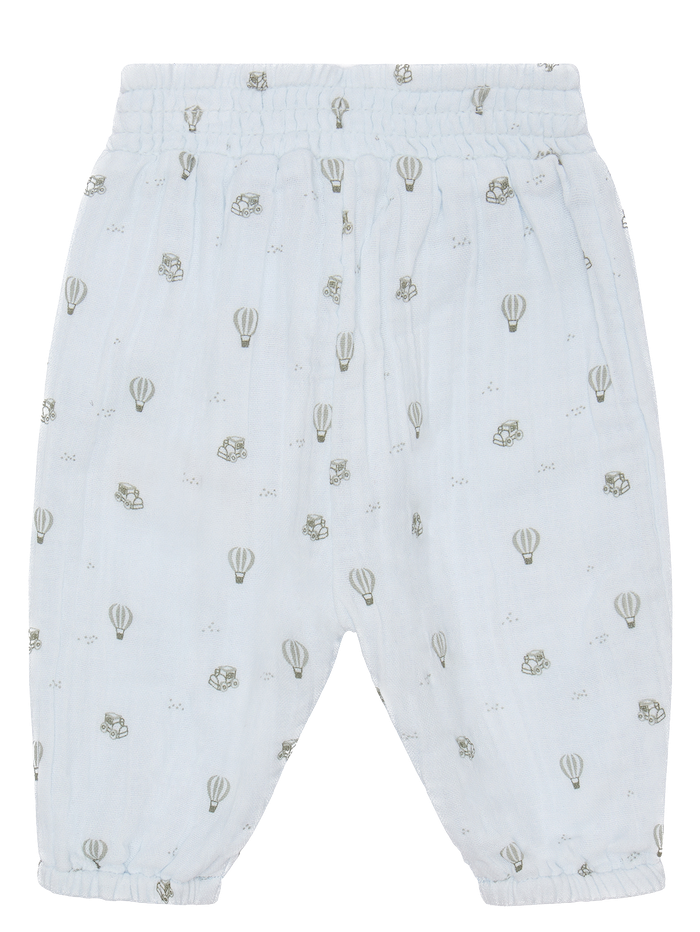Hust & Claire Thicco Musselin Babyhose in Hellblau mit Heißluftballonen & Autos - SALE Hust & Claire Thicco Musselin Babyhose in Hellblau mit Heißluftballonen & Autos - SALE