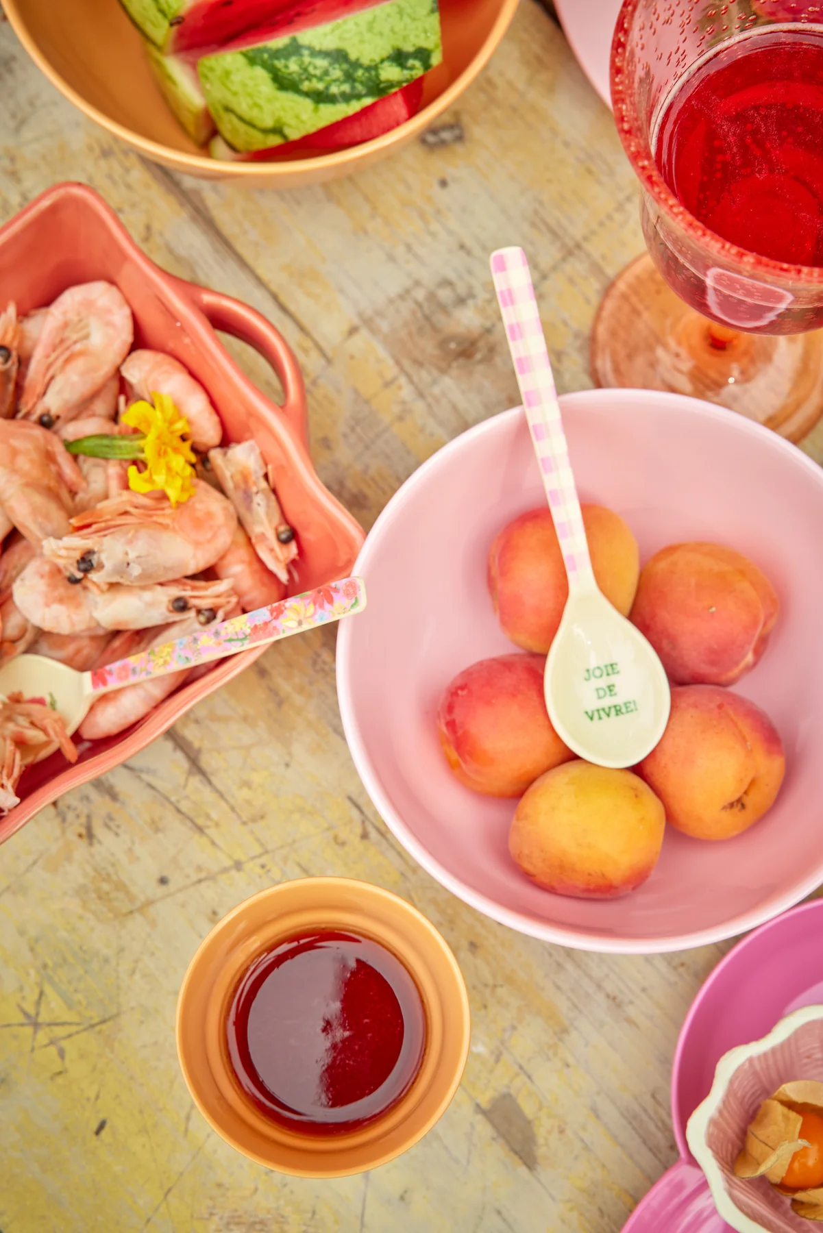 RICE Melamin Teelöffel - Small Melamine Spoon - Pink Karo - Joie de Vivre!