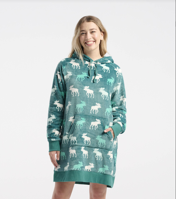 Little Blue House Oversized Fleece Hoodie Tunika in Grün - Elche 