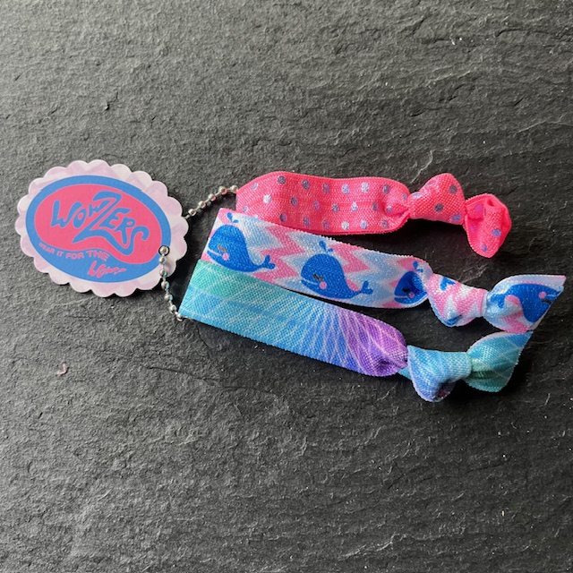 Wowzers Hair Ties Set von 3 Armbänder / Haargummis - Pink & Blau Wale