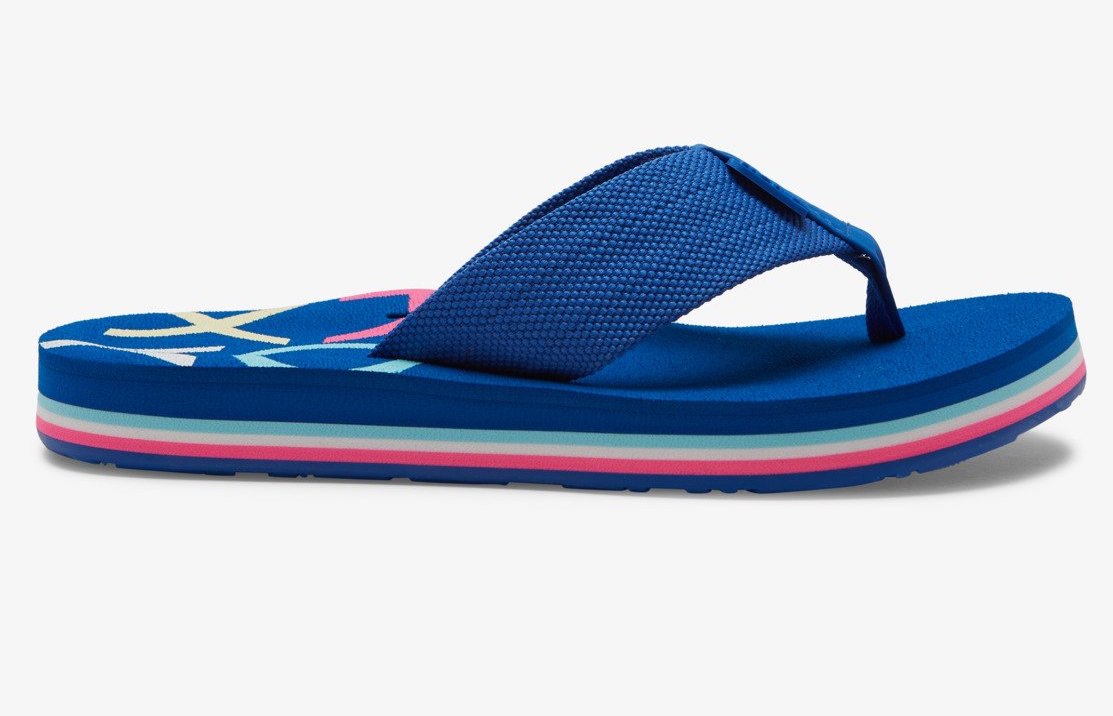 Roxy Flip Flop Sandale in Baha Blau mit Regenbogen Streifen - Send It - SALE