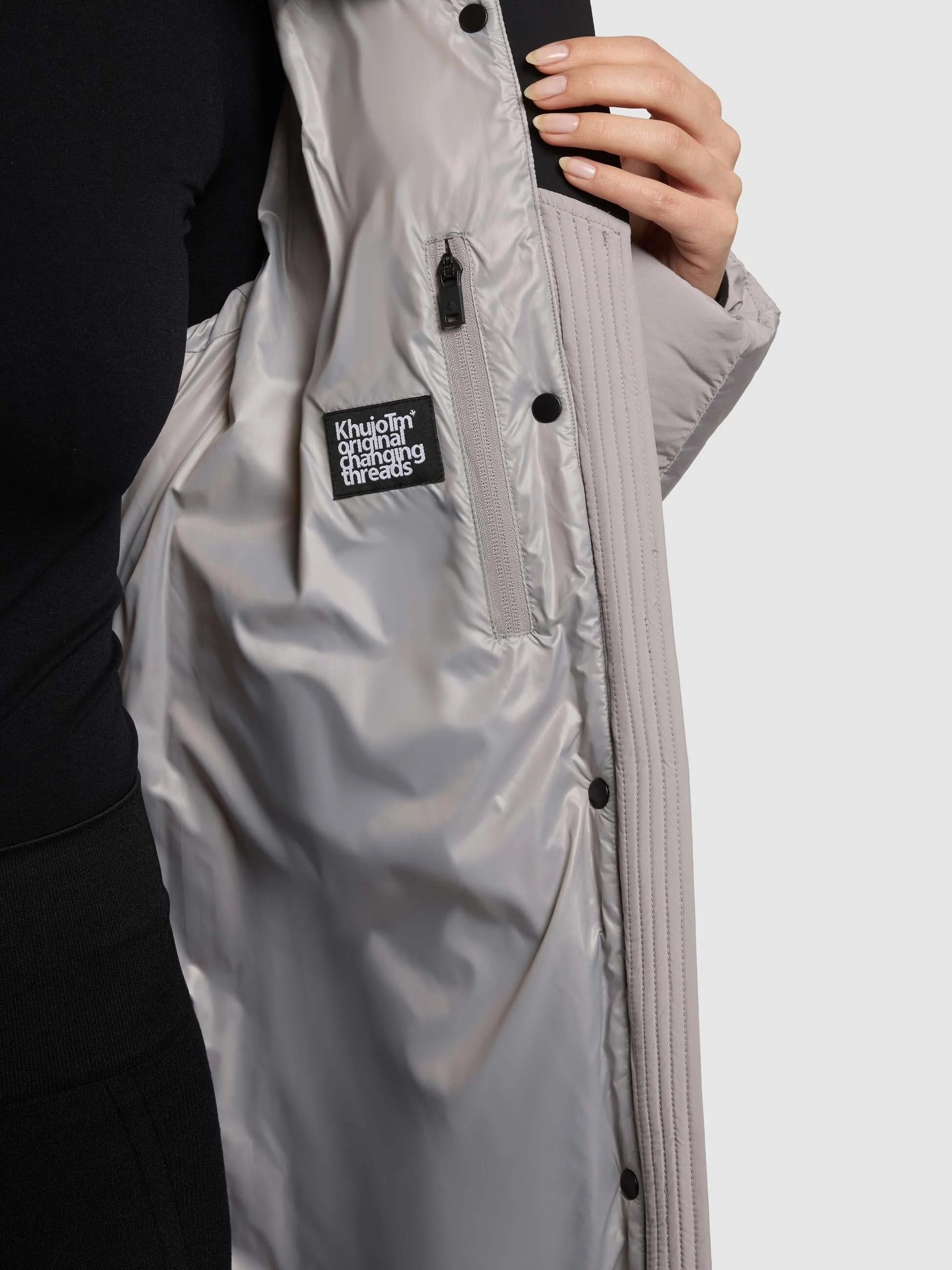 Khujo langer Steppmantel VELIA in Blizzard Gray - Eis Grau