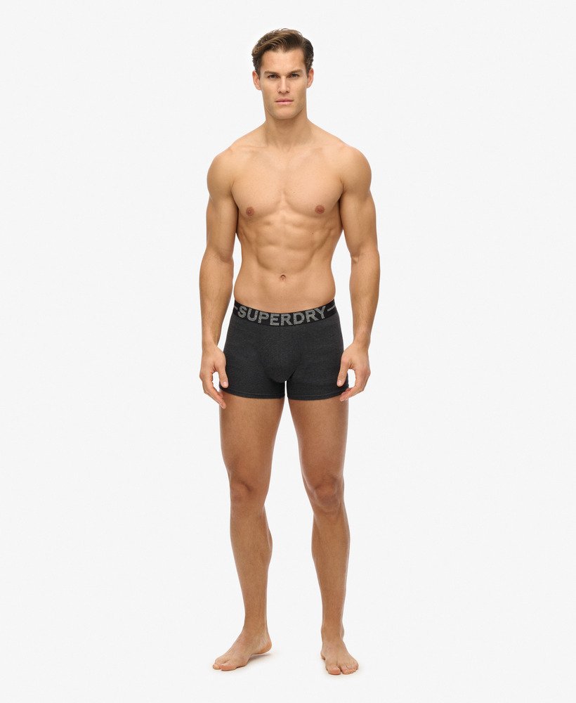 Superdry Boxer Unterhosen Bio-Baumwolle 3er Pack - Raven Black Marl - Schwarz