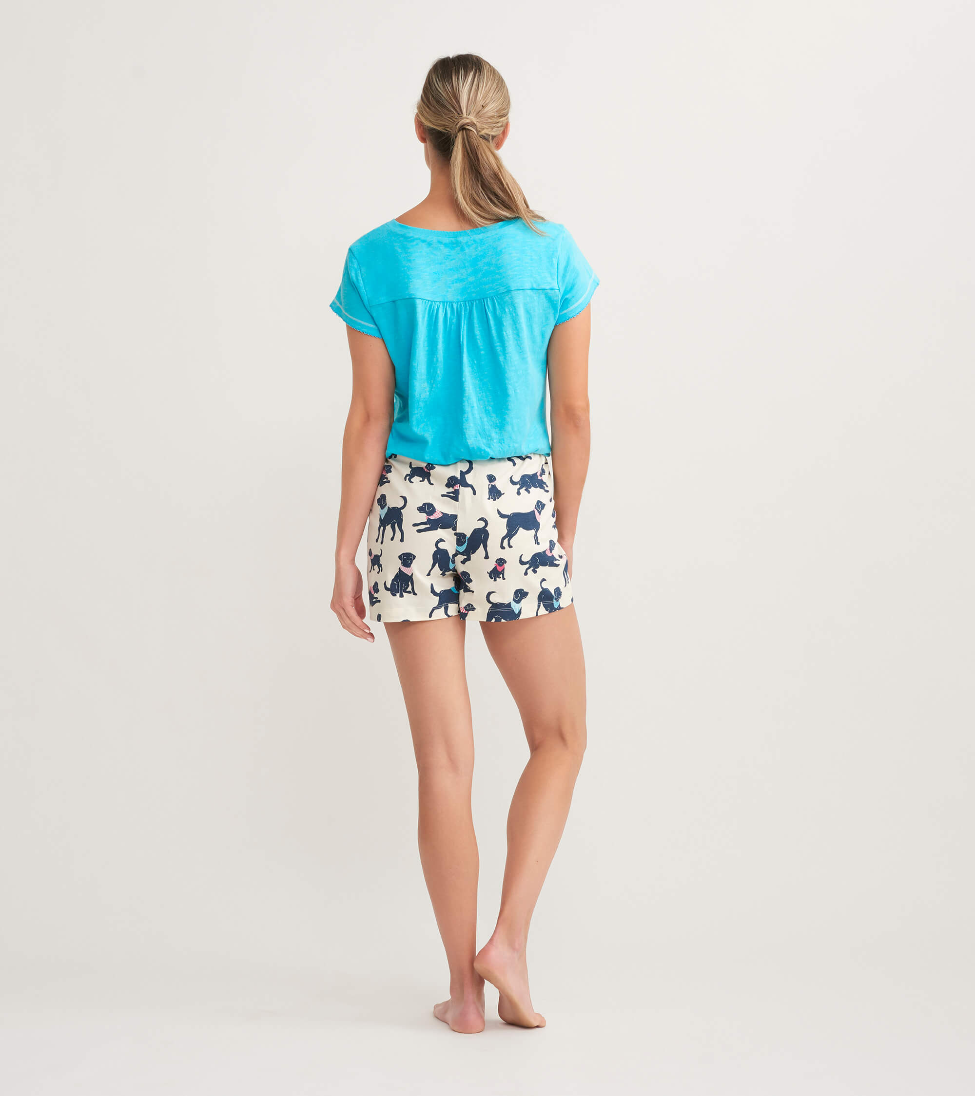 BXALABS002_B Little Blue House Kurze Pyjama Hose- Bandana Labrador
