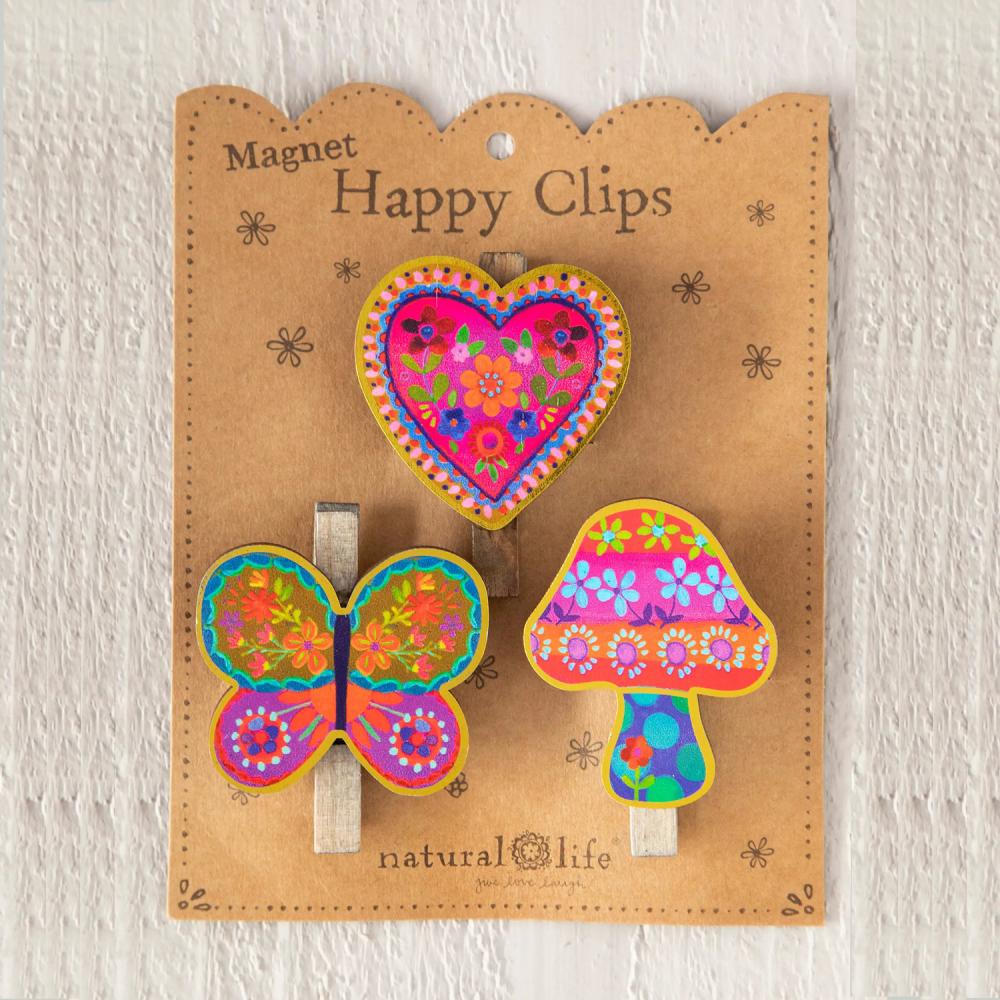 Natural Life Magnet Clip Set aus Holz - 3 Stück - Schmetterlinge