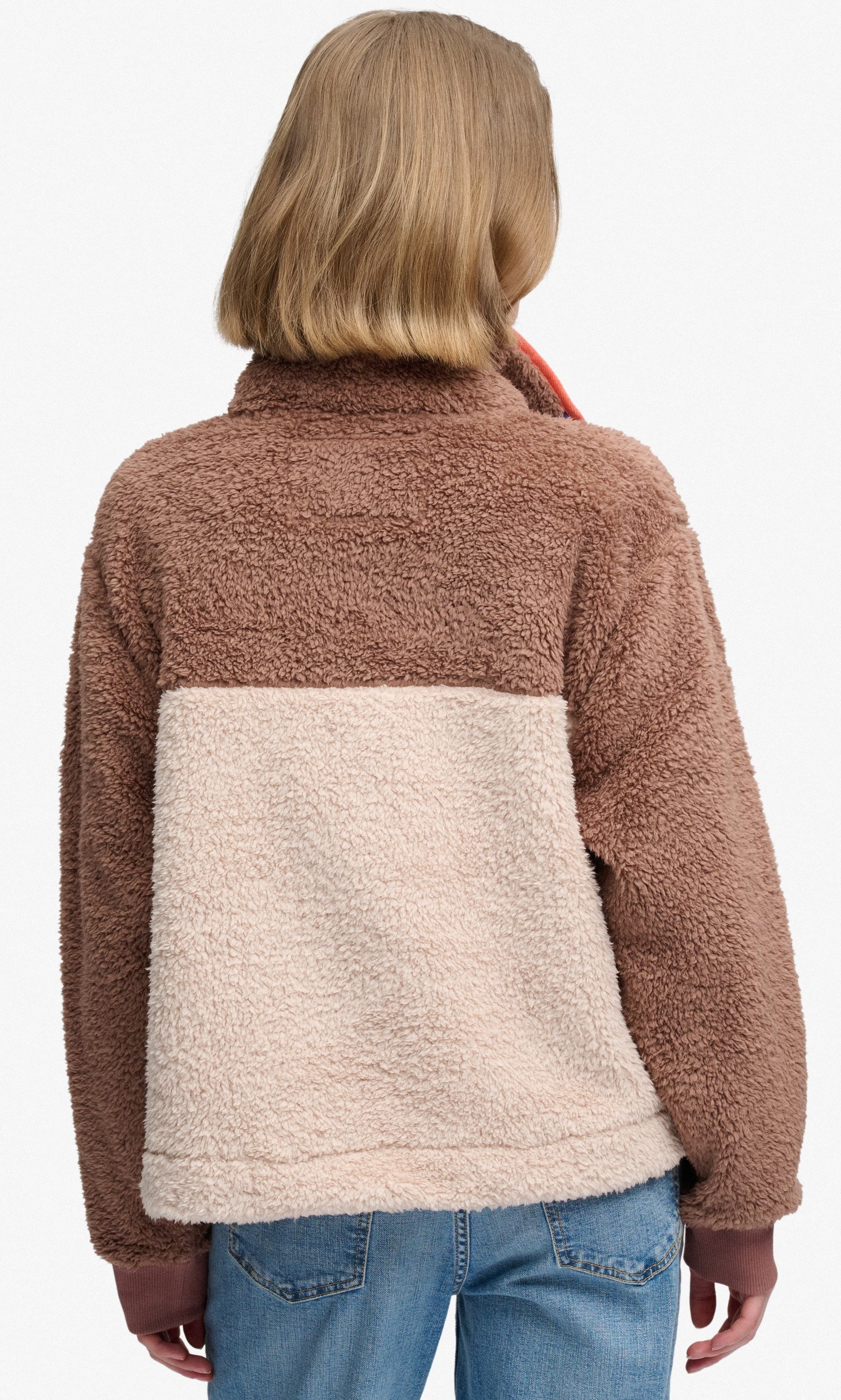 Superdry Damen Superweicher Mash Up Teddy-Fleece in Creme/Braun