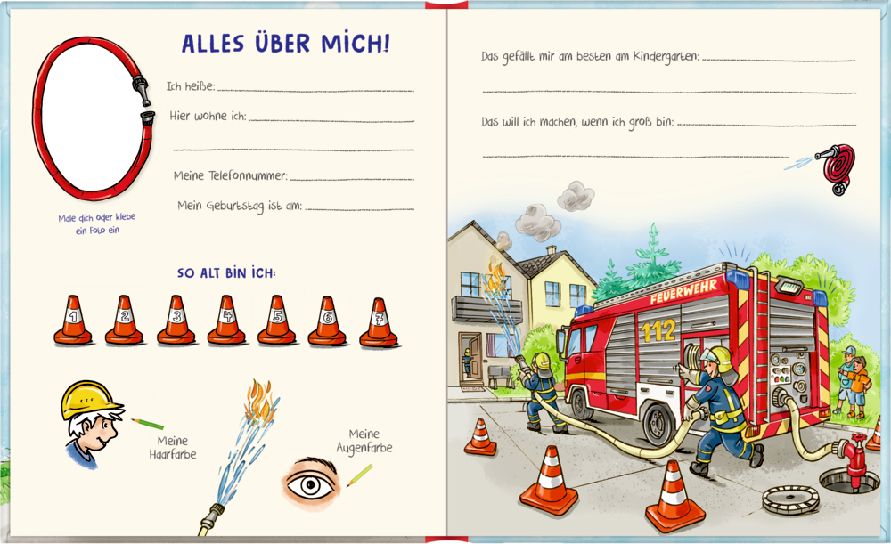 Spiegelburg Freundebuch: Meine Kindergartenfreunde - Bunte Fahrzeuge - Feuerwehr, Traktor, Polizei