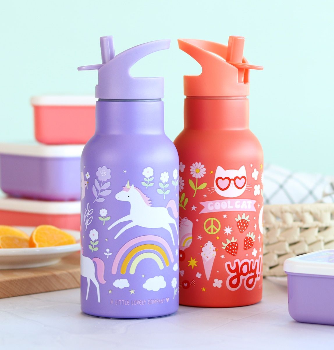 A Lovely Little Company Thermos Edelstahl Trinkflasche mit Strohhalm - Fun